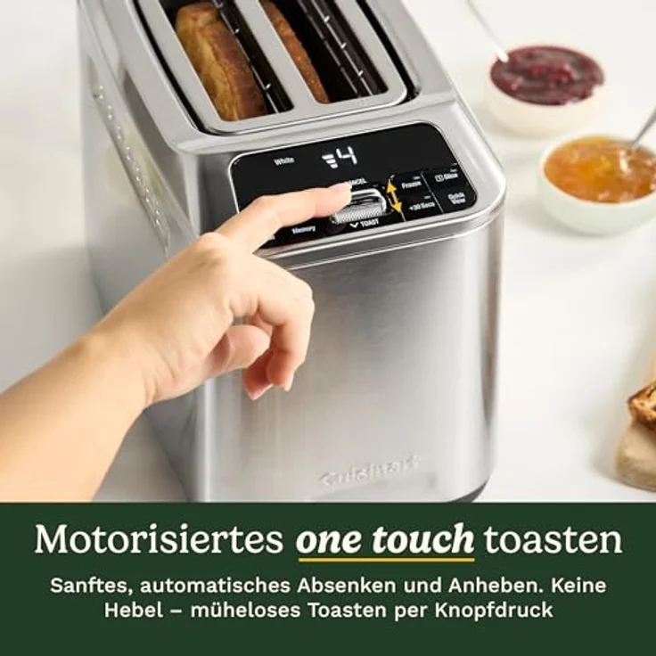 Cuisinart Smart Elite 2-Scheiben-Toaster, Edelstahl in Denim-Optik, Extra-lange Schlitze, 4 Speicherplätze, High-Lift QuickView™, Bagel- und Auftau-Funktion – Bild 2