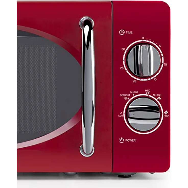 Orbegozo MI2020 - Mikrowelle mit 20 Liter Kapazität, 6 Leistungsstufen, Timer bis zu 30 Minuten, Vintage-Design, 700 W, Stahl, Rot – Bild 5