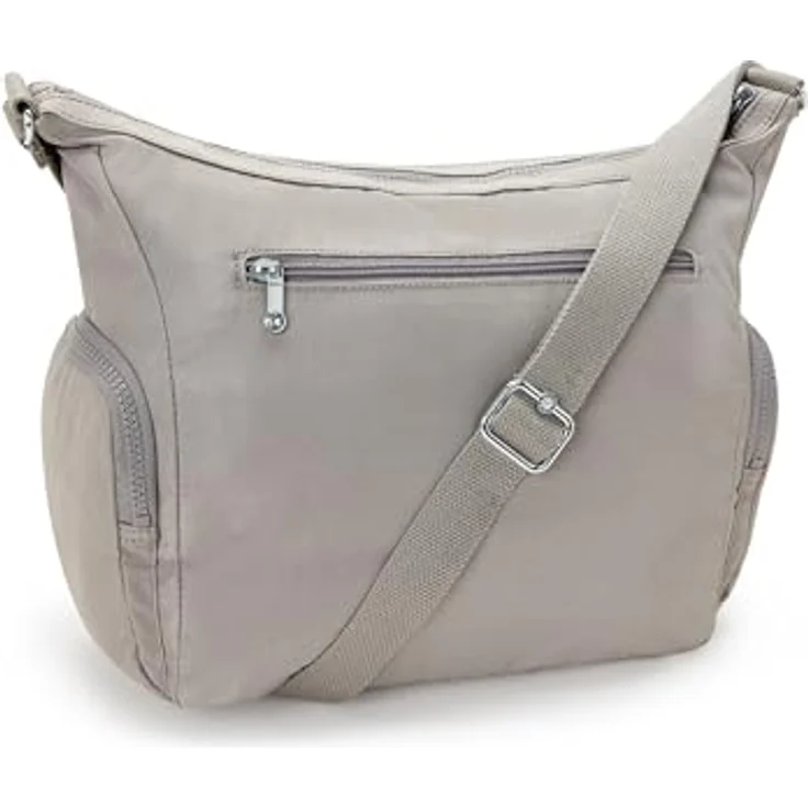 Kipling Basic Gabbie, Damen Umhängetasche aus Polyamid, 35 cm, grau mit Reißverschluss- und Steckfächern – Bild 4