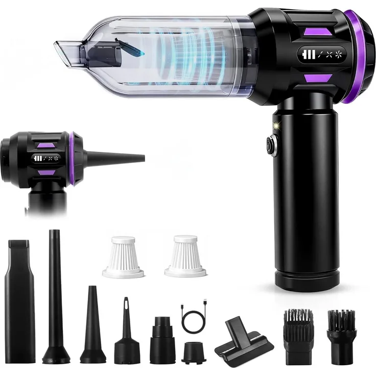 ZMH Handstaubsauger Akku-Handstaubsauger 17000Pa, 4 in 1 mit bürstenlosem Motor, beutellos, LED-Licht, saugen und blasen