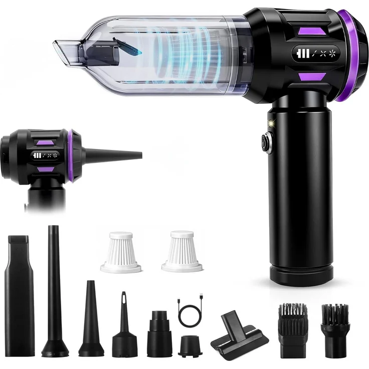ZMH Handstaubsauger Akku-Handstaubsauger 17000Pa, 4 in 1 mit bürstenlosem Motor, beutellos, LED-Licht, saugen und blasen