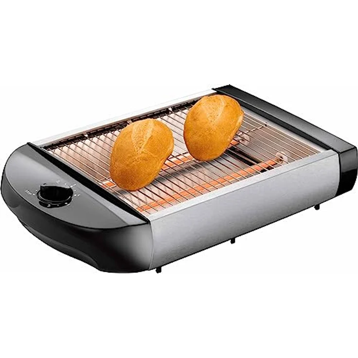 EPIQ 80001213 Flach-Toaster, Tisch-Röster, Edelstahl-Design, Sandwiches, Baguette, 600 Watt Leistung, Rücklauf-Timer, Krümelschublade, schwarz-silber – Bild 2