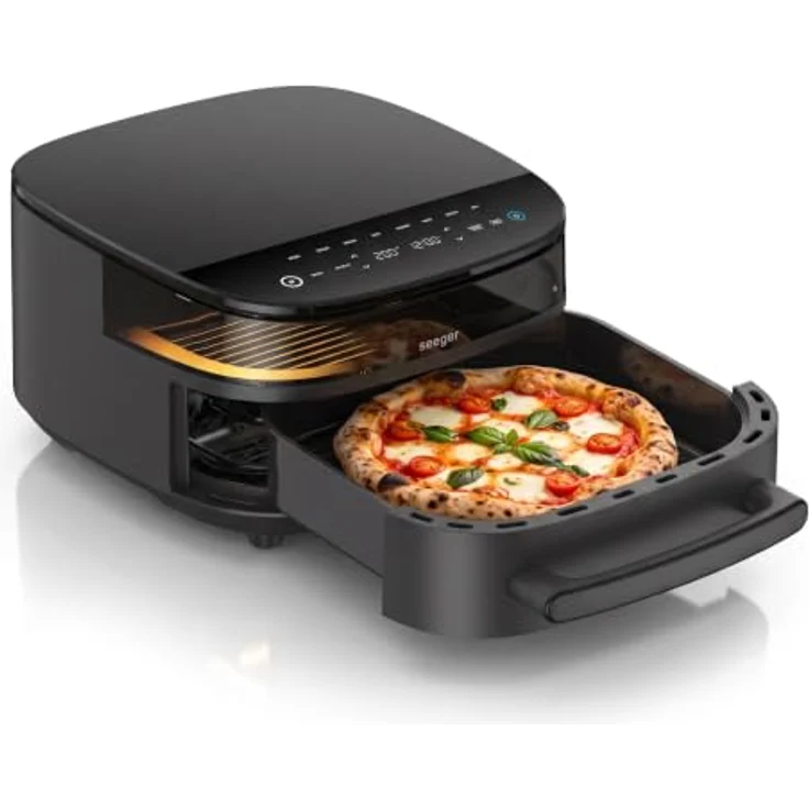 Seeger SpaceFry XXL Heißluftfritteuse, 6L, Airfryer mit Sichtfenster, 11 Garprogramme, 80-230 °C, PFAS-frei, Pizzaofen – Bild 1