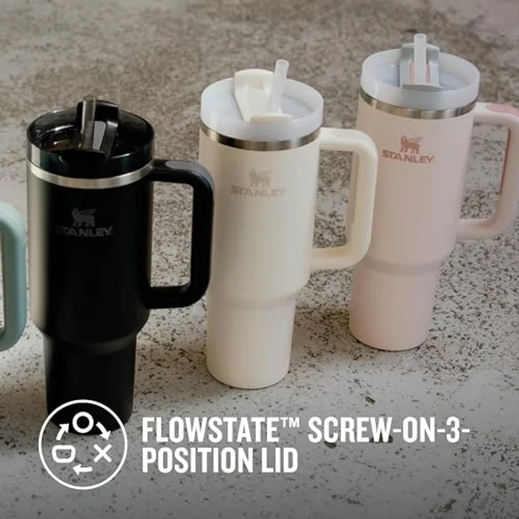 STANLEY Quencher H2.0 FlowState Trinkflasche mit Strohhalm 1.2L - Thermobecher Kühlt 11 Stunden - 48 Stunden Eisgekühlt - Spülmaschinenfest - Thermosflasche BPA Frei - Kaffeebecher To Go - Cream - Preisvergleich – Bild 5