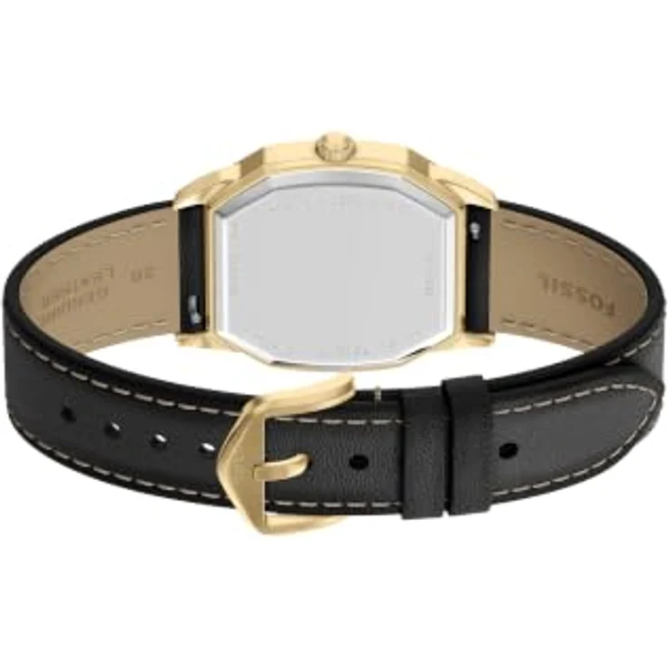 Fossil Harlow, Herren 33MM goldfarbene Edelstahl-Armbanduhr mit cremefarbenem Zifferblatt, FS6215, schwarz-ledernem Band, 3-Zeiger-Quarzwerk, wasserdicht bis 30 m – Bild 4