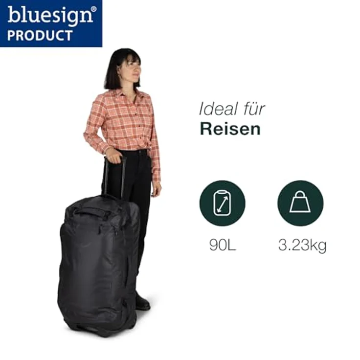 Osprey Transporter Wheeled Duffel 90, geräumige Reisetasche mit wasserfestem NanoTough™-Gewebe, Schwarz, 90 l – Bild 2