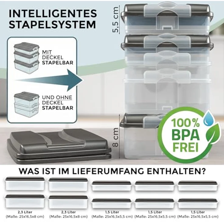 Hausfelder Aufschnittdosen für Kühlschrank, Wurst Aufbewahrung mit Deckel, stapelbar, BPA-frei, spülmaschinengeeignet, flexibel nutzbar, transparent – Bild 4