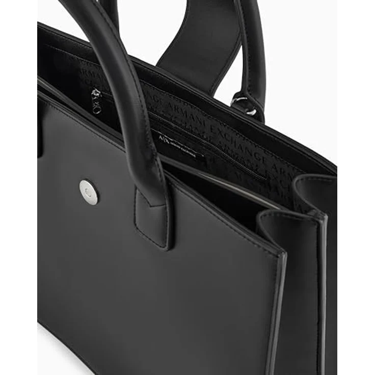 Armani Exchange Jodie Crossbody Bag, elegante Handtasche aus Kunstleder mit verstellbarem Träger, Schwarz – Bild 3