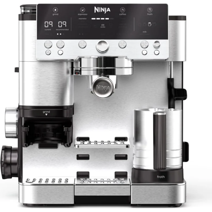 Ninja Luxe Premier 3-in-1-Kaffeemaschine mit Mahlwerk, Milchaufschäumer, Cold Brew & Espresso, 4 Programme, Silber, ES601EU – Bild 2