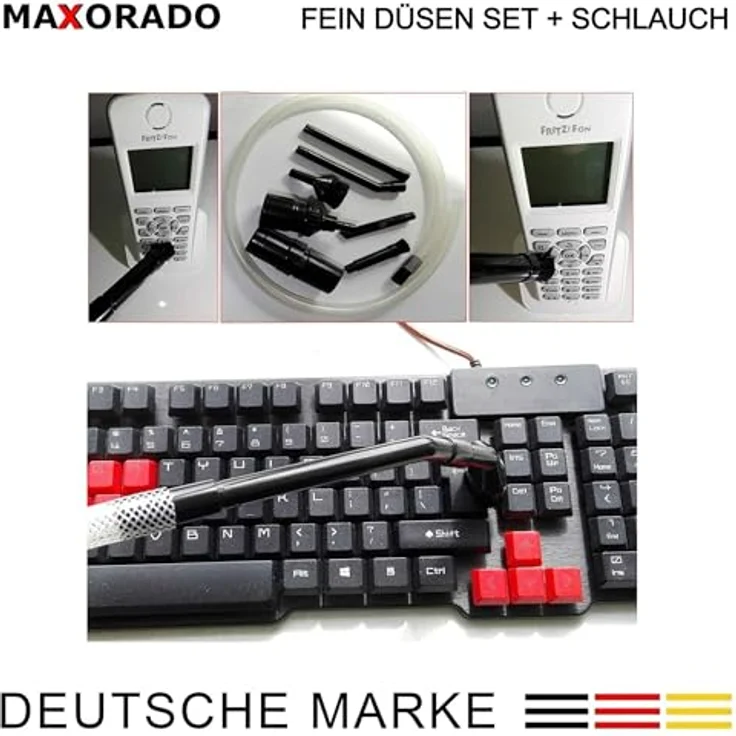 Maxorado Staubsauger PC Aufsatz Set, Mini Düsen für Feinreinigung von Computer, Laptop und 3D Drucker, 90cm Schlauch, Universaladapter für 32mm und 35mm Staubsauger – Bild 3