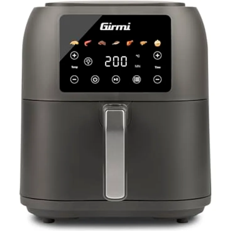 Girmi FG92 "Ecofrit Deep" Heißluftfritteuse, XXL Kapazität 8 Liter, 1700 W, BPA/PFOA-frei, Antihaftbehälter, Digitaldisplay mit 7 Programmen, Sicherheitstaste, Rezeptbuch inklusive