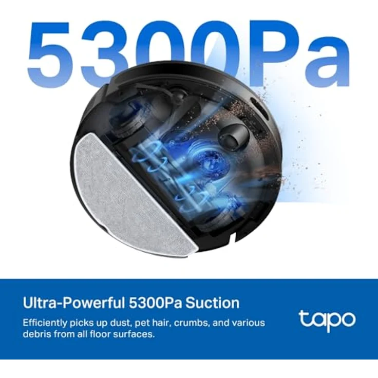 TP-Link Tapo RV20 Max Plus 5300Pa Saugroboter mit MagSlim™ LiDAR Navigation, ultradünnes Design, Auto-Leer-Dock, intelligenter anpassbarer Reinigung und Sprachsteuerung – Bild 3