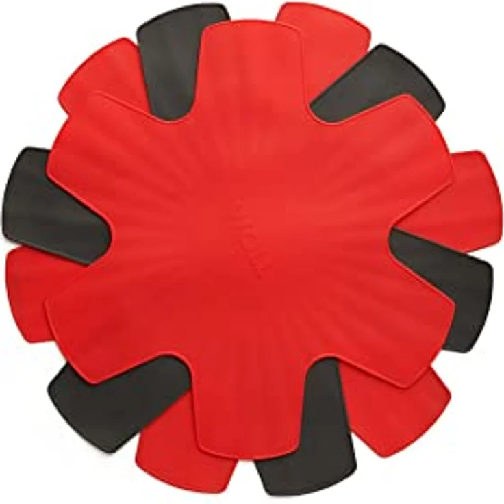 Woll Silicone Silikon-Spritzschutzset, 2x Ø 35 cm und 1x Ø 40 cm, hitzebeständig bis 230°C, Rot/Grau – Bild 2