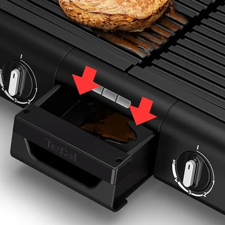 Tefal BBQ Family Elektrischer Tischgrill, 2 getrennte Grillflächen, 2 Thermostate, antihaftbeschichtete Alu-Druckguss Grillplatten, spülmaschinengeeignet, extra tiefe Rillen, Schwarz/Silber – Bild 5