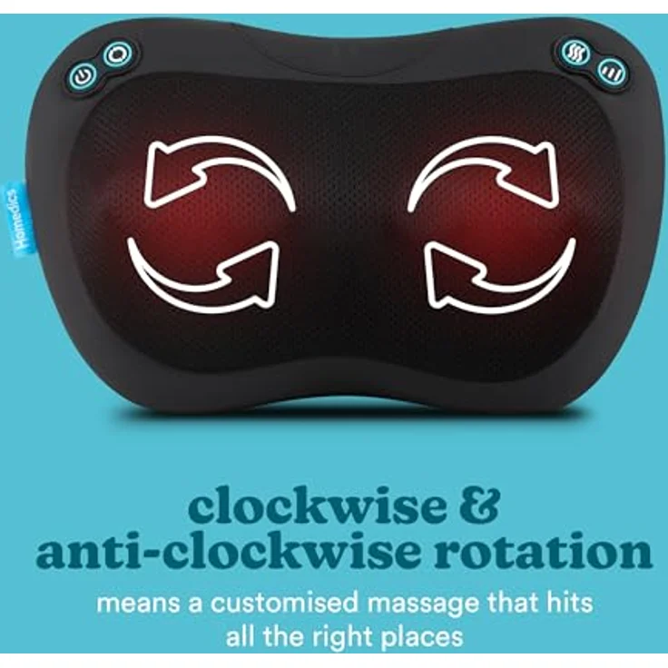 HoMedics Everybody Shiatsu Massagekissen mit Wärme – Tiefengewebs-Massagegerät für Nacken, Schultern und Rücken mit 4 rotierenden Köpfen, 2 Richtungen & Wärmefunktion – Bild 5