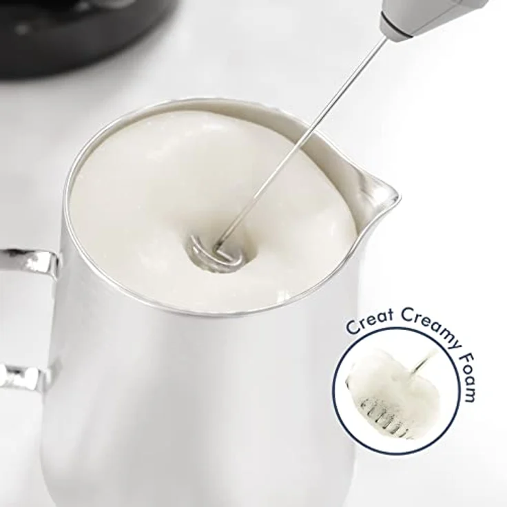New England Stories Handheld Foam Maker, leistungsstarker Milchaufschäumer für Kaffee, Cappuccino, Latte, mit ergonomischem Design und Edelstahl-Schneebesen, inklusive Ständer – Bild 2