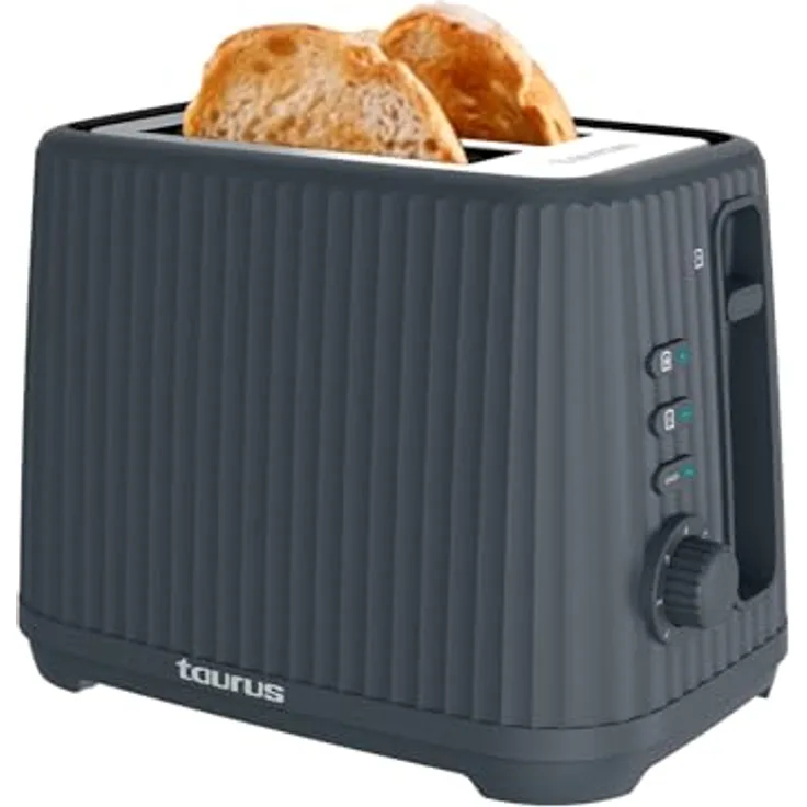 Taurus Toaster Jonic Toast 1150W, 7 Bräunungsstufen, 3 Funktionen, 2 Schlitze, Selbstzentrierung, Extra-Hebefunktion, Krümelschublade, Schwarz