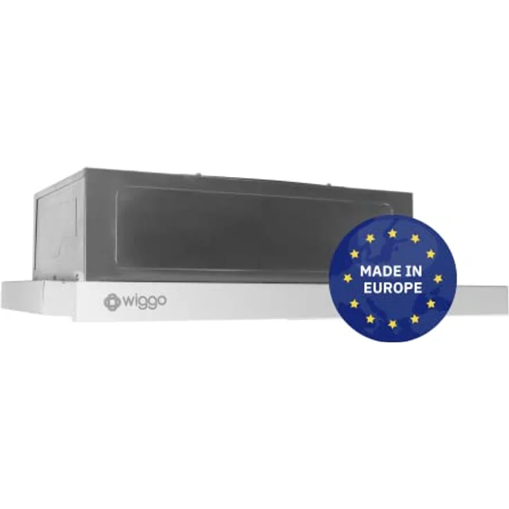 Wiggo Dunstabzugshaube 60cm WE-632R weiß I Flachschirmhaube für Abluft oder Umluft Dunstabzug 300m³/h mit LED-Beleuchtung I Einbau-Dunstabzugshaube inkl. Fettfilter & 2× Kohlefilter – Bild 1