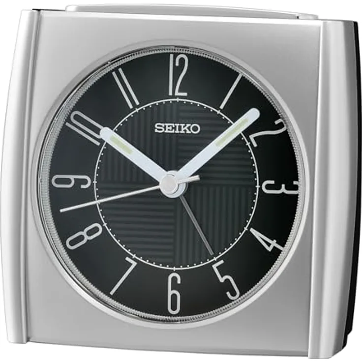 Seiko QHE205S, Kunststoff-Wecker mit schleichender Sekunde, Piep- und Schlummeralarm, Silber