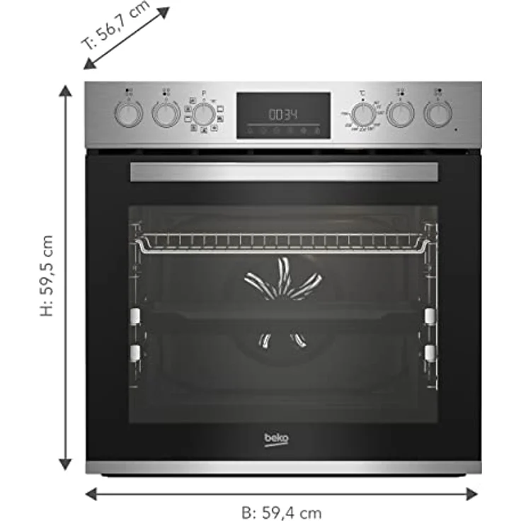 beko BBUM12341XE Einbau-Backofen-Set: Induktionskochfeld mit 4 Kochzonen, 8 Heizarten, 72 l Garraum-Volumen, Pizza-Funktion, Schwarz/Edelstahl – Bild 2