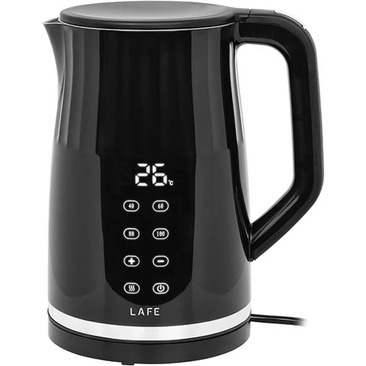 LAFE TempSense CEG021, doppelwandiger Wasserkocher mit Temperaturregelung, 1,7 Liter, schwarz