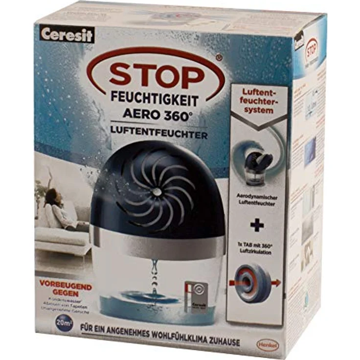 Ceresit AERO 360 Luftentfeuchter, inkl. Nachfüllung 450g, Blau (1677883) – Bild 2