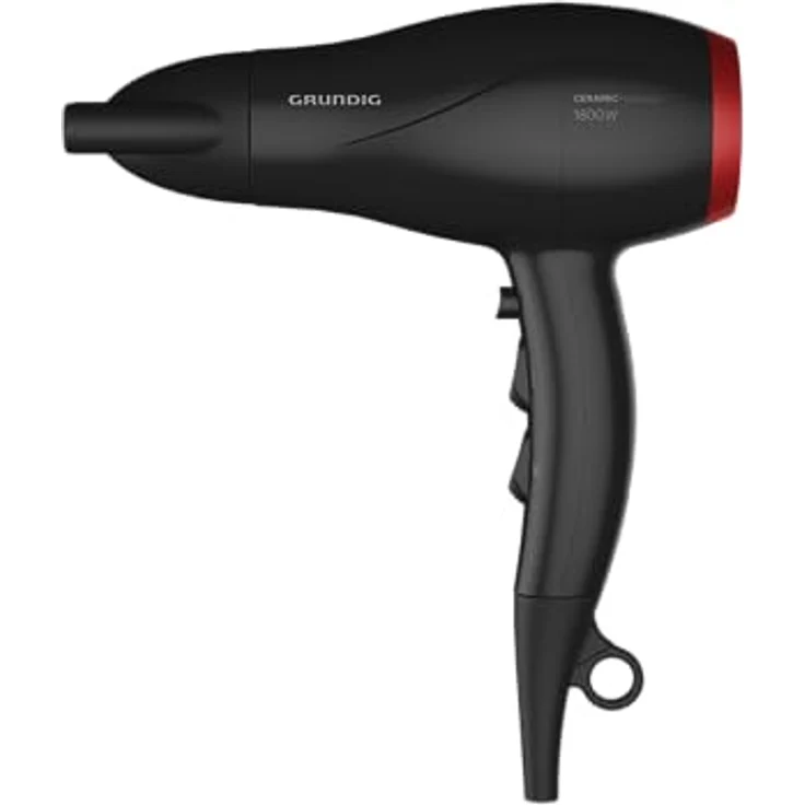 GRUNDIG HD HD 3700 B Haartrockner 1800 W, Föhn, 3 Temperatur- und 2 Luftstromstufen, Kaltstufe, Keramikschutz, 1.8 m langes Kabel, abnehmbares Lufteinlassgitter, Schwarz/Kirschrot – Bild 3