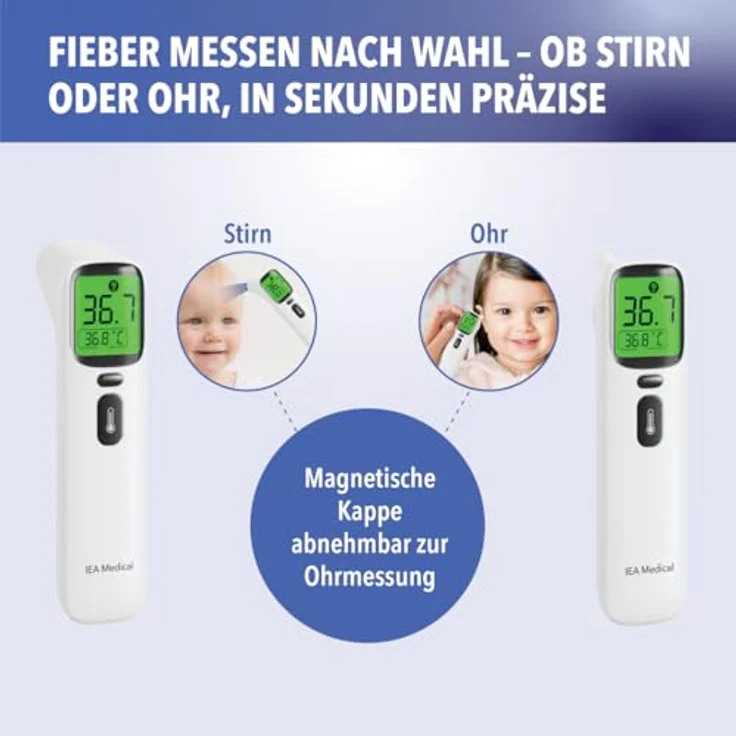 IEA Medical Infrarot-Fieberthermometer AOJ-20A, berührungslose Temperaturmessung mit Fieberalarm und Speicherfunktion – Bild 3