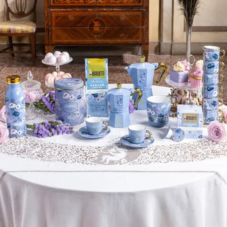 Bialetti Moka Express 3tz Bridgerton, Espressokocher in Himmelblau und Gold, kompatibel mit Elektro, Gas und Glaskeramik, patentiertes Sicherheitsventil – Bild 4