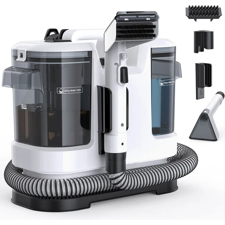 lubluelu Teppichreinigungsgerät V6-3, Tragbarer Polsterreiniger mit 13500Pa Saugkraft, Dual Tank 3in1, 450 W, Heißwasserreinigung
