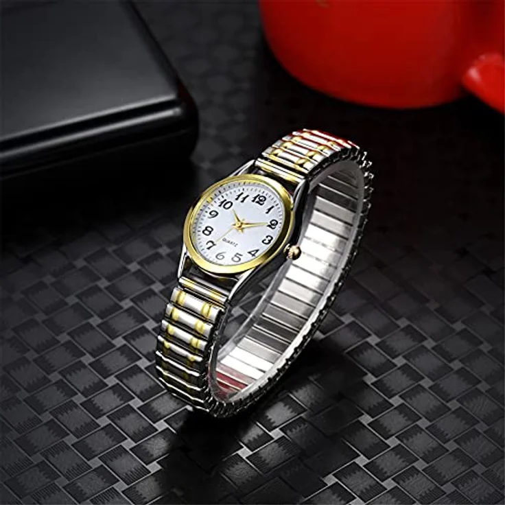 Avaner Armbanduhr Herren/Damen, Analog Quarzuhr mit großem Zifferblatt, elastisches Edelstahl-Armband, wasserdicht, hypoallergen – Bild 2