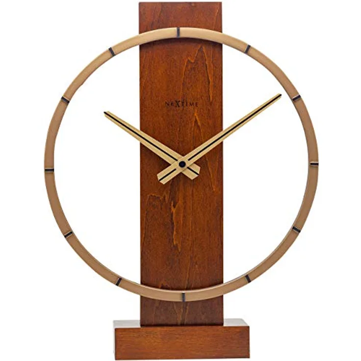 Carl Table / Wall clock - 34 x 27 cm - Wood/Steel - Brown - 'Carl Small'