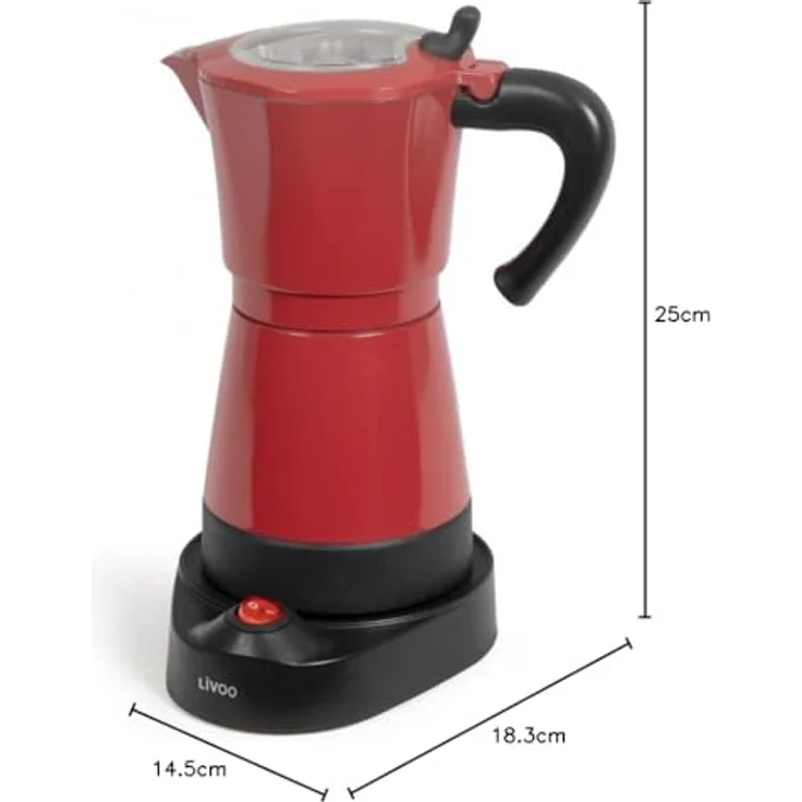 LIVOO elektrischer Espressokocher Mokka-Kanne 300ml italienisch 6 Tassen DOD117RC – Bild 6