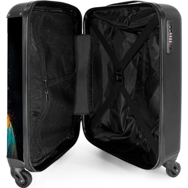 NoBoringSuitcases.com© Hartschalen-Trolley Schimpanse mit Hawaii-Bluse 55x35x20cm, 4 Rollen, Reisetasche mit Rollen, Koffer Handgepäck Flugzeug, Fröhlich buntes Motiv, Leichtgewicht, UV-beständiger Druck – Bild 4