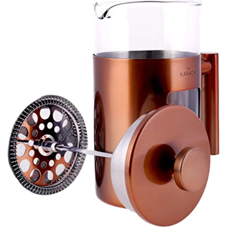 Karaca Borosilicate Glass Copper French Press 1000 ml Kaffee French Press, Kaffeepresse für Zuhause, Coffee Press – Bild 5
