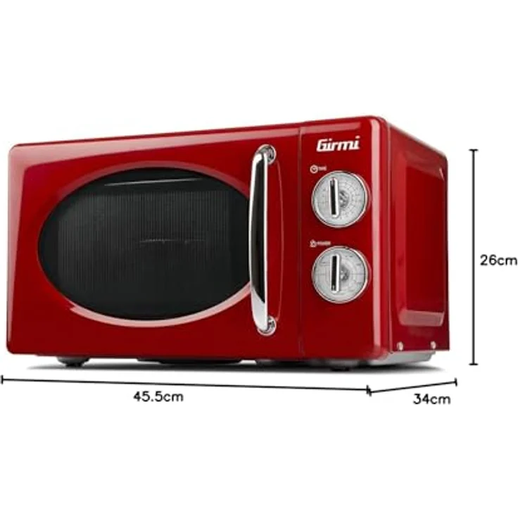 Girmi FM21 Mikrowelle mit Grill, Vintage-Design, Standgerät, 20 Liter Garraum, 700 Watt, rot – Bild 7