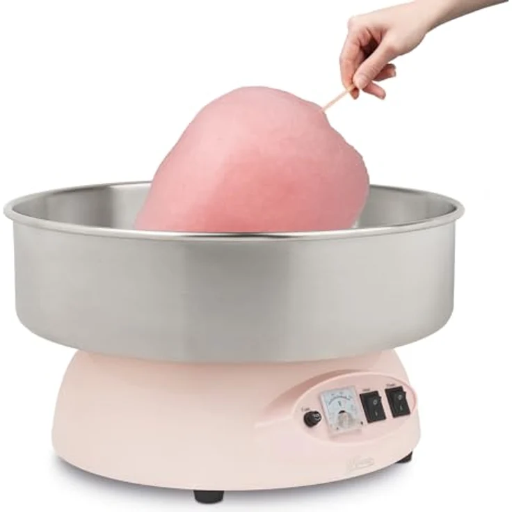 H.Koenig CIRCUS8 Zuckerwattemaschine, Aluminium, Rosa - Professionelles Ergebnis, 1200W Leistung, Automatische Temperaturanpassung – Bild 2