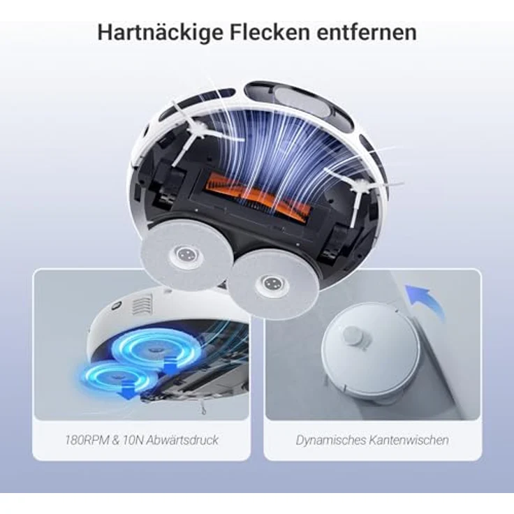 EZVIZ Saugroboter RS20 Pro mit Staubentleerung, Wasserwechsel und 7200 Pa Saugkraft, LDS LiDAR und 3D-Laser Navigation, Teppicherkennung, automatische Moppinstallation, weiß – Bild 4