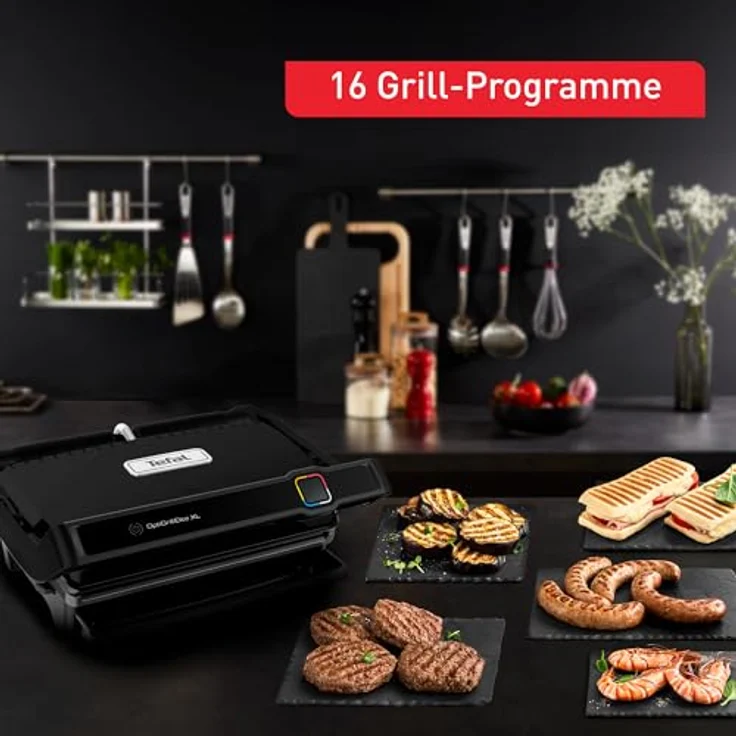 Tefal GC760812 OptiGrill Elite XL Kontaktgrill, 16 Programme, Digitales Display mit Garstufenanzeige, Abnehmbare XL-Platten, Elektrogrill, Schwarz, GC760812 – Bild 5