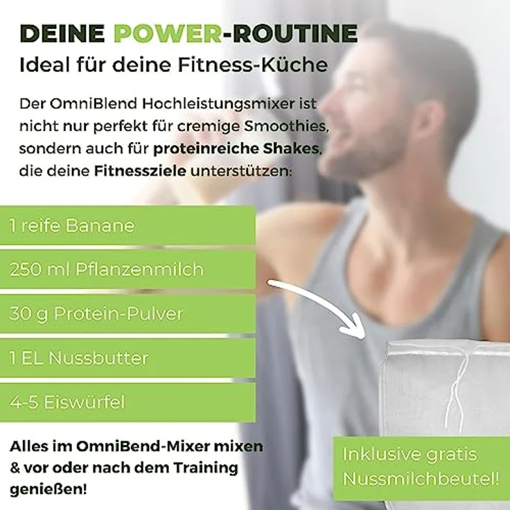 yayago OmniBlend Smoothie Maker 2L in weiß I Standmixer inkl. BPA-freiem Behälter & 6-Klingen-System aus Edelstahl I ideal für grüne Smoothies I mit 3 PS Motor – Bild 5
