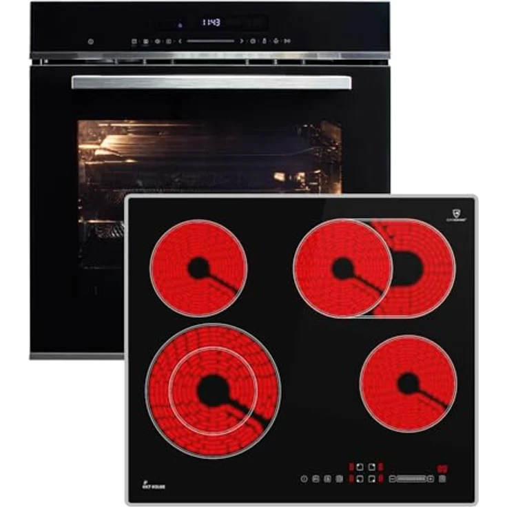 KKT KOLBE Autarkes Herdset, 60cm Einbaubackofen EB8017ED & 59cm Kochfeld CH5901AL, Katalyse, Pizzafunktion, Heißluft, Timer, Wärmeschutzverglasung, Airfry, SET8017CH59AL – Bild 1