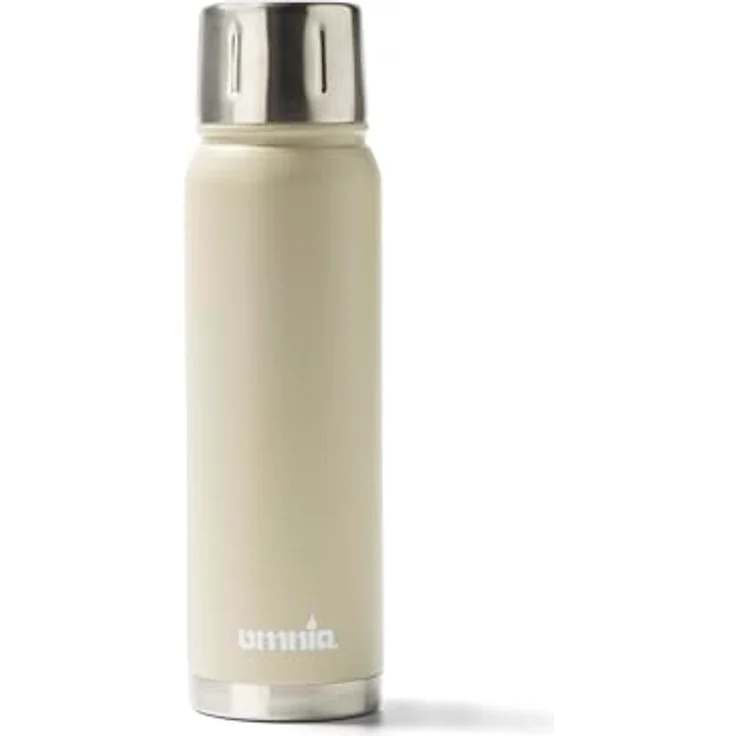 Omnia Edelstahl Vakuum-Isolierflasche, Doppelwandig, LFGB-Zertifiziert, Auslaufsicher, Beige, Spülmaschinenfest für Heiße und Kalte Getränke – Bild 1
