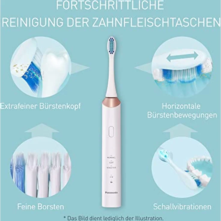 Panasonic EW-DC12 Elektrische Zahnbürste mit Schallschwingungen, 3 Verwendungsmodi, horizontal, perfekt für die Pflege von Zahnfleischtaschen, Weiß-Rosé – Bild 2