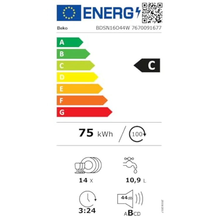 BEKO BDSN16O44W, teilintegrierbarer Geschirrspüler mit 14 Maßgedecken, 44 dB (A), SelfDry-Funktion und höhenverstellbarem Oberkorb – Bild 11