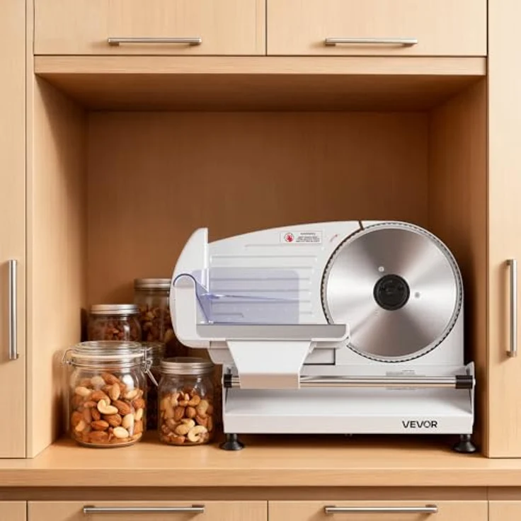 VEVOR Fleischschneidemaschine SL520, Elektrische Aufschnittmaschine mit 190-mm-SUS420-Klinge, 200 W Leistung, grau, 0–15 mm Schnittdicke – Bild 8