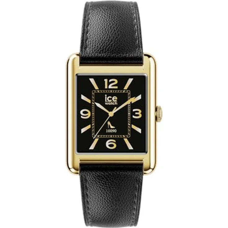 ICE-WATCH Ice smart TKS 2.0 Gold Black Grain, Gold verbundene Uhr für Damen mit schwarzem Lederarmband, Bluetooth, Herzfrequenzmesser, 1,41 Zoll Bildschirm – Bild 1