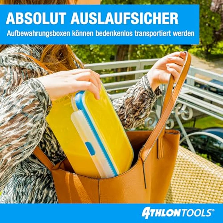 ATHLON TOOLS 4x 3L Frischhaltedosen-Set, Gastro-Qualität, 100% luftdicht, auslaufsicher, BPA-frei, stapelbar, spülmaschinen- und mikrowellengeeignet – Bild 3