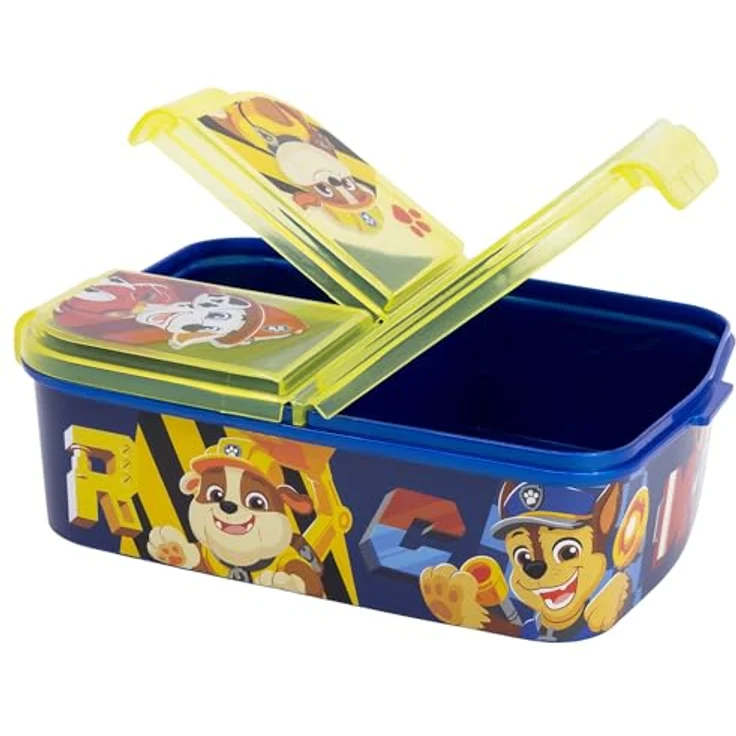 Stor Lunchbox Paw Patrol, Kinder Brotdose mit 3 Fächern, robust und leicht zu öffnen, ideal für Schule und Ausflüge – Bild 3