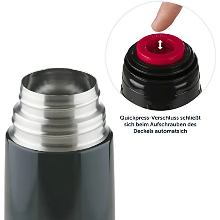 Blumtal® Thermosflasche 500 ml - BPA-freie Thermoskanne für warm&kalt - auslaufsichere Isolierflasche 500ml Edelstahl rostfrei - Thermoskanne mit Becher - Thermoskanne 500ml - Isolierkanne - Schwarz – Bild 2