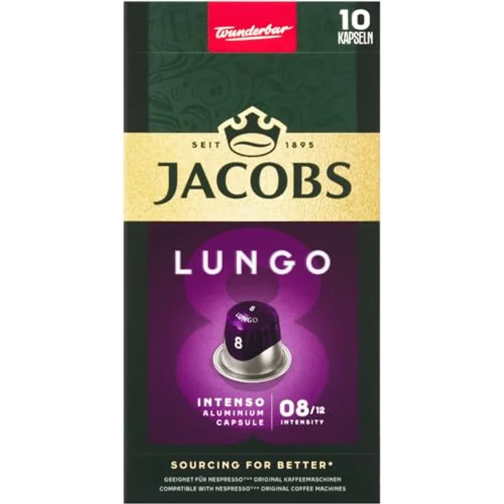 Jacobs Lungo 8 Intenso, Kaffeekapseln, Nespresso Kompatibel, Kaffee, 10 Kapseln, á 5.2 g – Bild 3